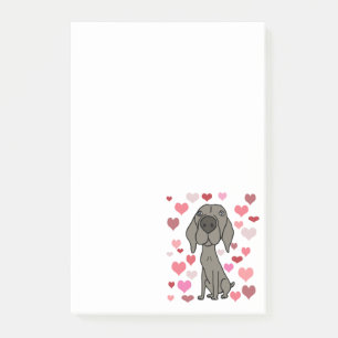 Niedliche Weimaraner Hunde-und Herz-Muster-Kunst Post-it Klebezettel