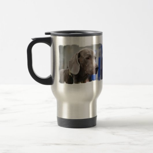 Niedliche Weimaraner Reise-Tasse Reisebecher (Links)