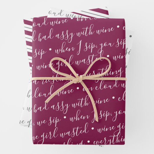 Niedliche Weine Geschenkidee Streifen Geschenkpapier Set (Beispiel)