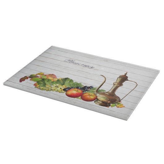 Niedliche Weintrauben und Weinflora Schneidebrett (Ecke)