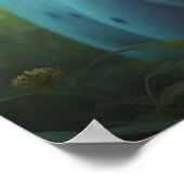 Niedliche weiße Ai-Kuh mit Hörnern und Blume Poster (Ecke)