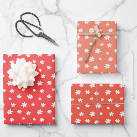 Niedliche weiße Blume auf rosa Geschenkpapier Set (Vorderseite)