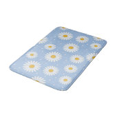 Niedliche weiße Daisy Blue Bath Mat. Badematte (Schrägansicht)
