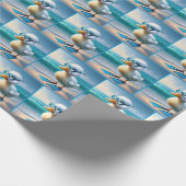 Niedliche weiße Ente mit Schwimmflossen Geschenkpapier (Ecke)