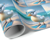 Niedliche weiße Ente mit Schwimmflossen Geschenkpapier (Rolleneckpunkt)