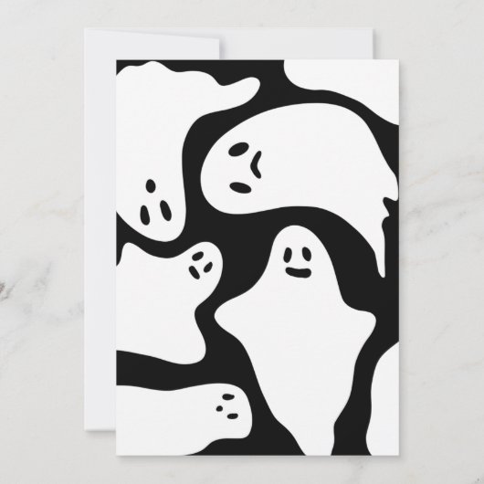 Niedliche, weiße Geister Grauform Halloween Bash Einladung (Rückseite)