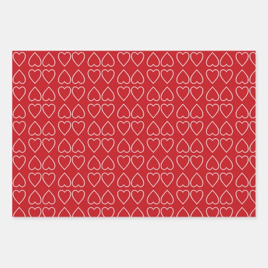 Niedliche, weiße Herzen Geschenkpapier Set (Vorderseite 3)