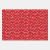 Niedliche, weiße Herzen Geschenkpapier Set (Vorderseite)