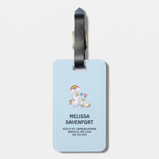 Niedliche weiße Hörner Magische Mama & Baby Gepäckanhänger (Rückseite vertikal)