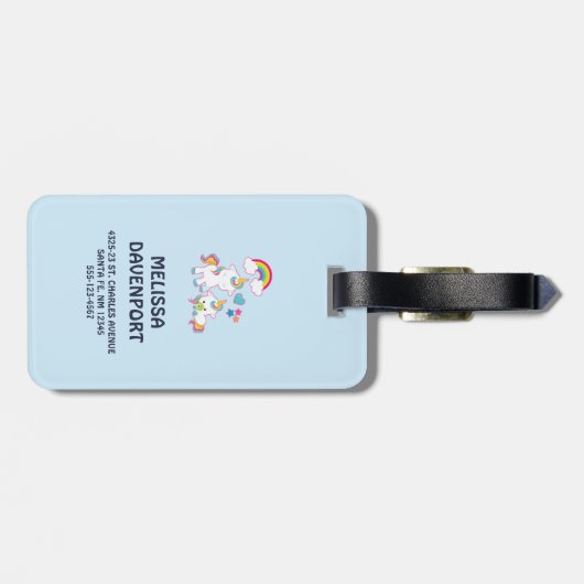 Niedliche weiße Hörner Magische Mama & Baby Gepäckanhänger (Rückseite horizontal)