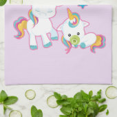 Niedliche weiße Hörner Magische Mama & Baby Geschirrtuch (Gefaltet)