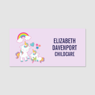 Niedliche weiße Hörner Magische Mama & Baby Namensschild