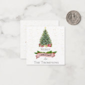 Niedliche weiße Imitate Rosa Glitzer Frohe Weihnac Mitteilungskarte (Vorderseite/Rückseite Beispiel)