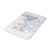 Niedliche weiße Kaninchen im Winterschnee Badematte (Schrägansicht)