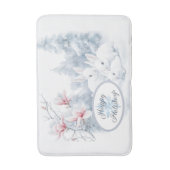 Niedliche weiße Kaninchen im Winterschnee Badematte (Vorderseite Vertikal)