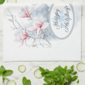 Niedliche weiße Kaninchen im Winterschnee Geschirrtuch (Gefaltet)