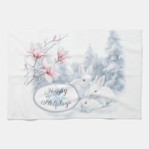 Niedliche weiße Kaninchen im Winterschnee