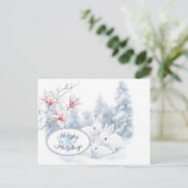Niedliche weiße Kaninchen im Winterschnee Postkarte (Stehend Vorderseite)