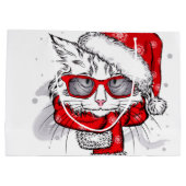 Niedliche weiße Katze Frohe Weihnachten Große Geschenktüte (Rückseite)