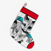 Niedliche weiße Katze Frohe Weihnachten Kleiner Weihnachtsstrumpf (Vorderansicht (hängend))