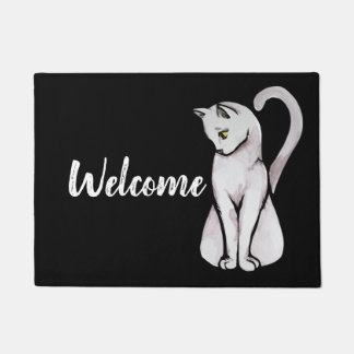 Niedliche weiße Katze Fußmatte