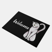 Niedliche weiße Katze Fußmatte (Schrägansicht)