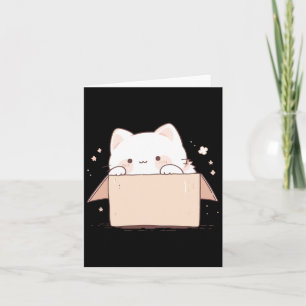 Niedliche weiße Katze in einer Box Japanischer Kaw Karte
