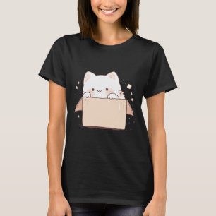 Niedliche weiße Katze in einer Box Japanischer Kaw T-Shirt