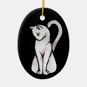 Niedliche weiße Katze Keramik Ornament