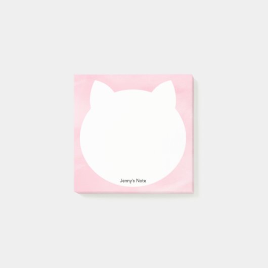 Niedliche weiße Katze Kopf Silhouette Rosa Wasserf Post-it Klebezettel (Vorderseite)