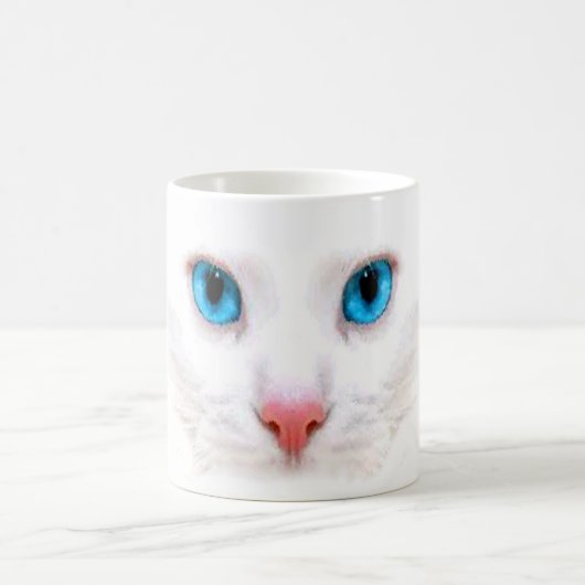 niedliche weiße Katze, lustige Tasse (Mittel)
