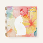 Niedliche weiße Katze, lustige Tiere, Aquarellfarb Notizblock (Vorderseite)