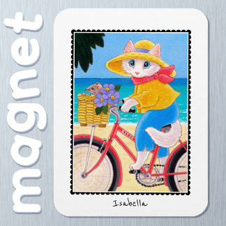 Niedliche Weiße Katze Maus Beste Freunde Fahrradna Magnet