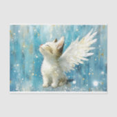 Niedliche weiße Katze mit Flügeln AV3 Decoupage Seidenpapier (Vorderseite)