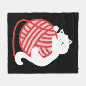 Niedliche weiße Katze mit Garnkugel Fleecedecke (Vorderseite (Horizontal))