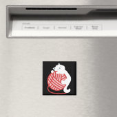 Niedliche weiße Katze mit Garnkugel Magnet (In Situ (Geschirrspüler))