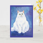 Niedliche weiße Katze oder Kätzchen Karte (Gelbe Blume)