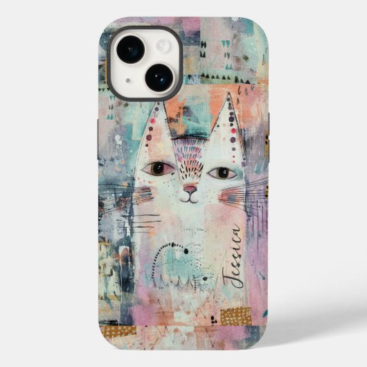 Niedliche weiße Katze Personalisiert Case-Mate iPhone Hülle (Rückseite)