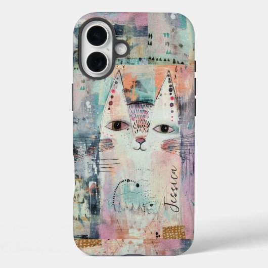 Niedliche weiße Katze Personalisiert Case-Mate iPhone Hülle (Rückseite)