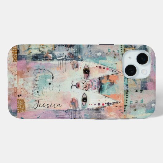 Niedliche weiße Katze Personalisiert Case-Mate iPhone Hülle (Rückseite (Horizontal))