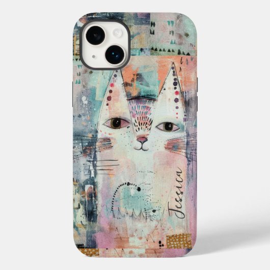 Niedliche weiße Katze Personalisiert Case-Mate iPhone Hülle (Rückseite)