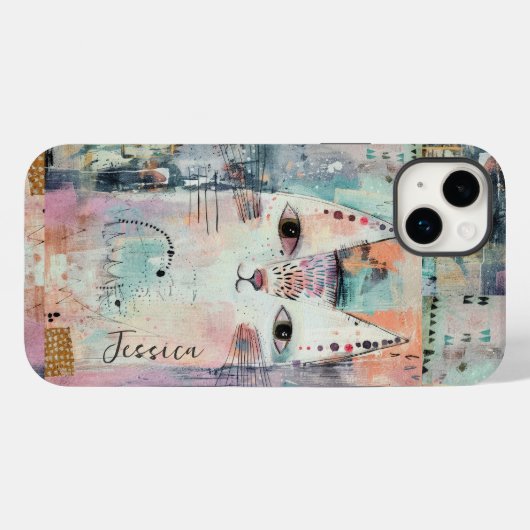 Niedliche weiße Katze Personalisiert Case-Mate iPhone Hülle (Rückseite (Horizontal))