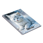 Niedliche weiße Katze Personalisiert im Schnee spi Notizblock (Rechte Seite)