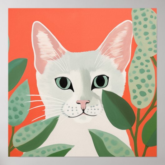 Niedliche weiße Katze Poster (Vorne)