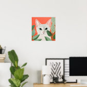 Niedliche weiße Katze Poster (Heimbüro)