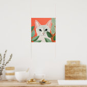 Niedliche weiße Katze Poster (Küche)