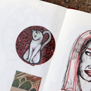 Niedliche weiße Katze Runder Aufkleber