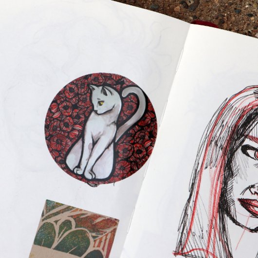 Niedliche weiße Katze Runder Aufkleber