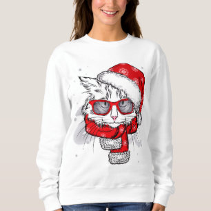 Niedliche weiße Katzen-frohe Weihnachten Sweatshirt