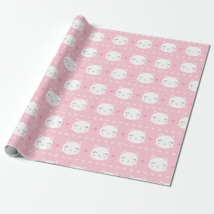 Niedliche weiße Katzen-Girly rosa Muster Geschenkpapier